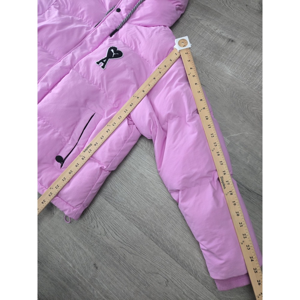 Puma Ami Puffer Jacket Hoodie Large PInk Zip Winter Ski Outdoors Size Small - Picture 8 of 11